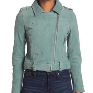 NWT Teal BLANKNYC Denim Suede Moto Jacket Sz S